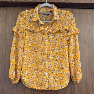 Kidpik Yellow Gold Ruffled Collar Blouse